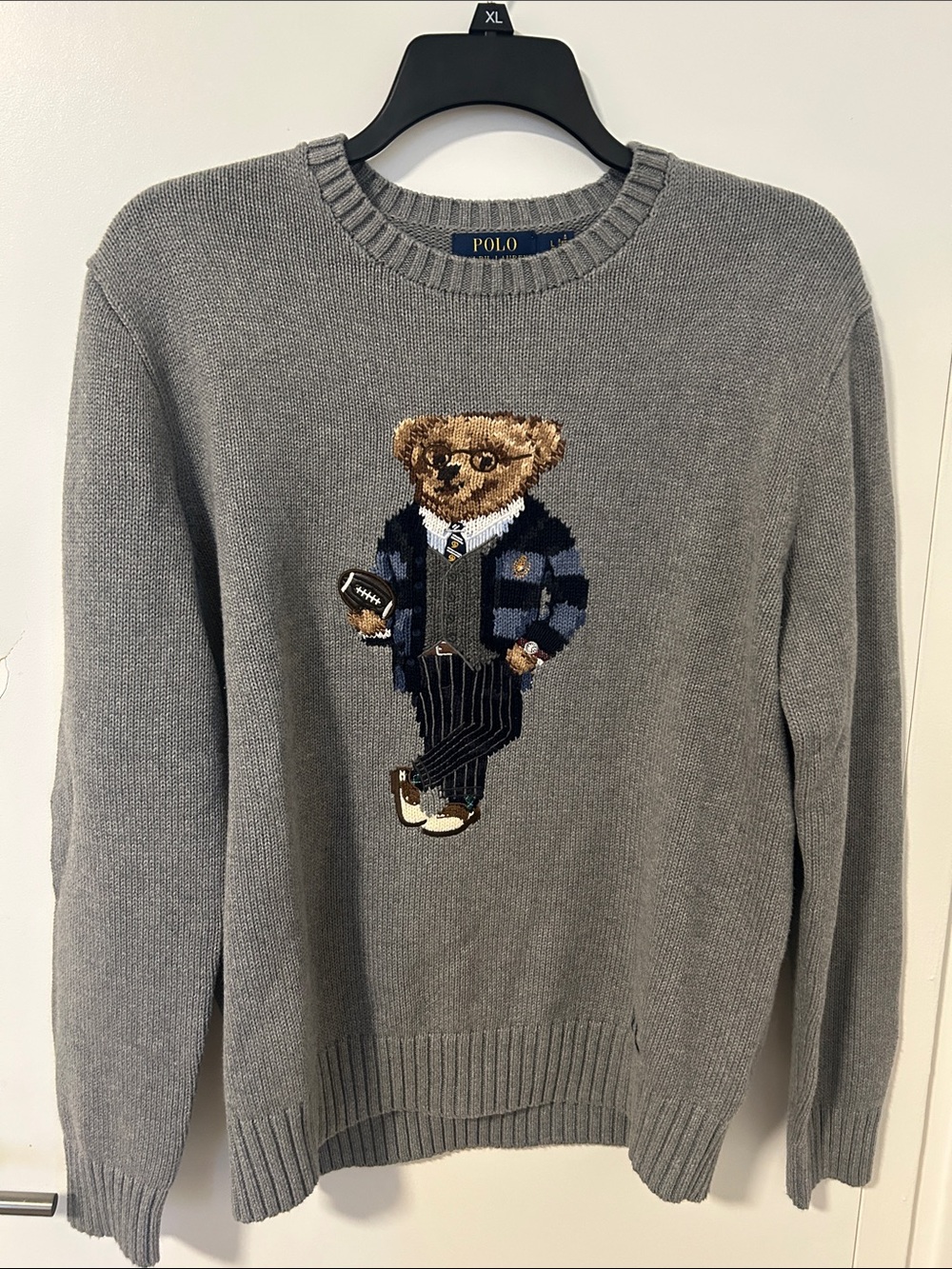 Polo by Ralph Lauren Gray Bear Knit Crewneck Sweater - Picture 2 of 4